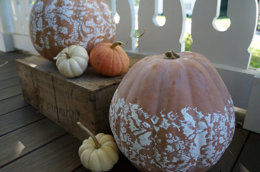 The pumpkin in the front is made via method 1. The pumpkin on the crate is via method 2.