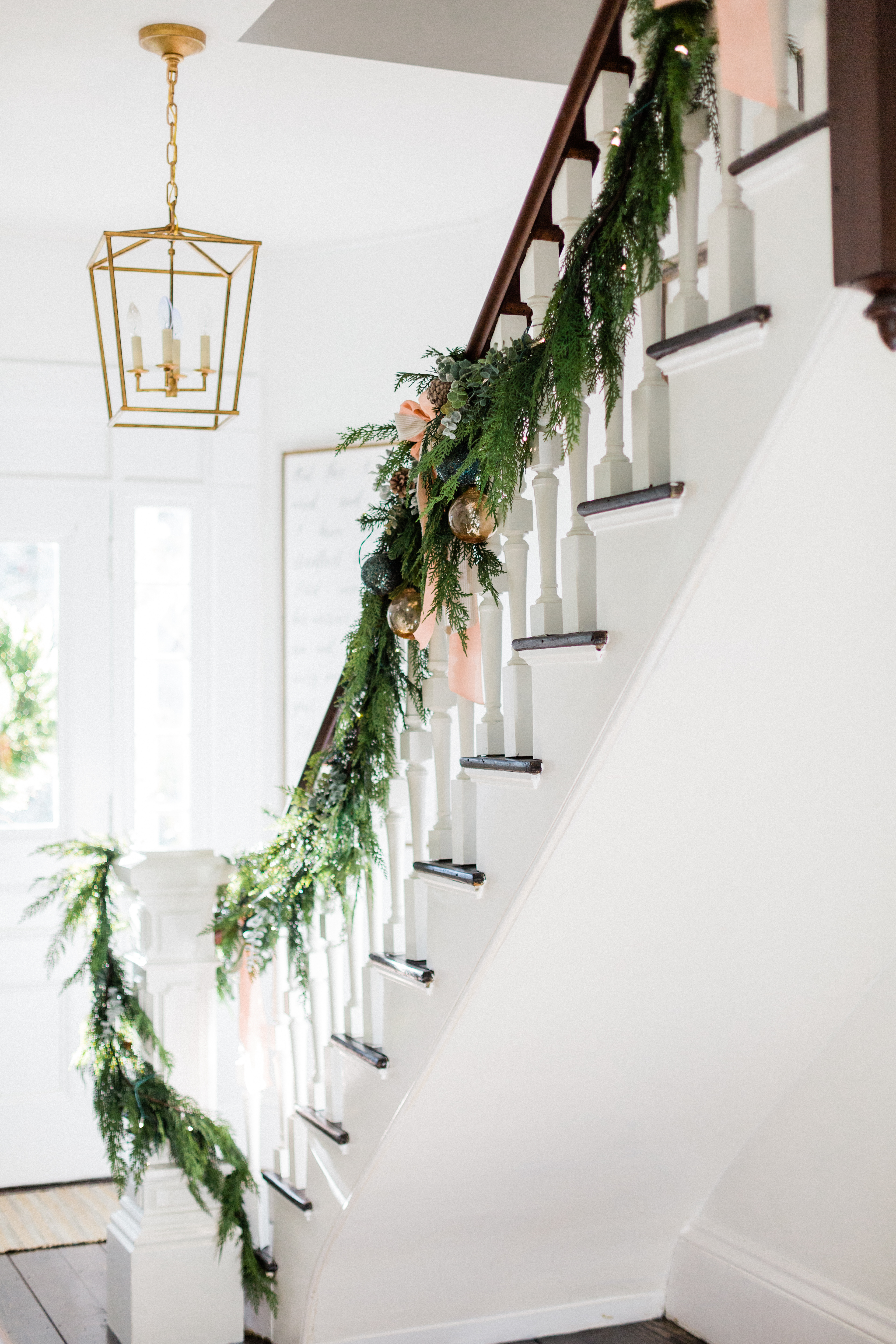 faux cedar garland from terrain on Finding Lovely's banister