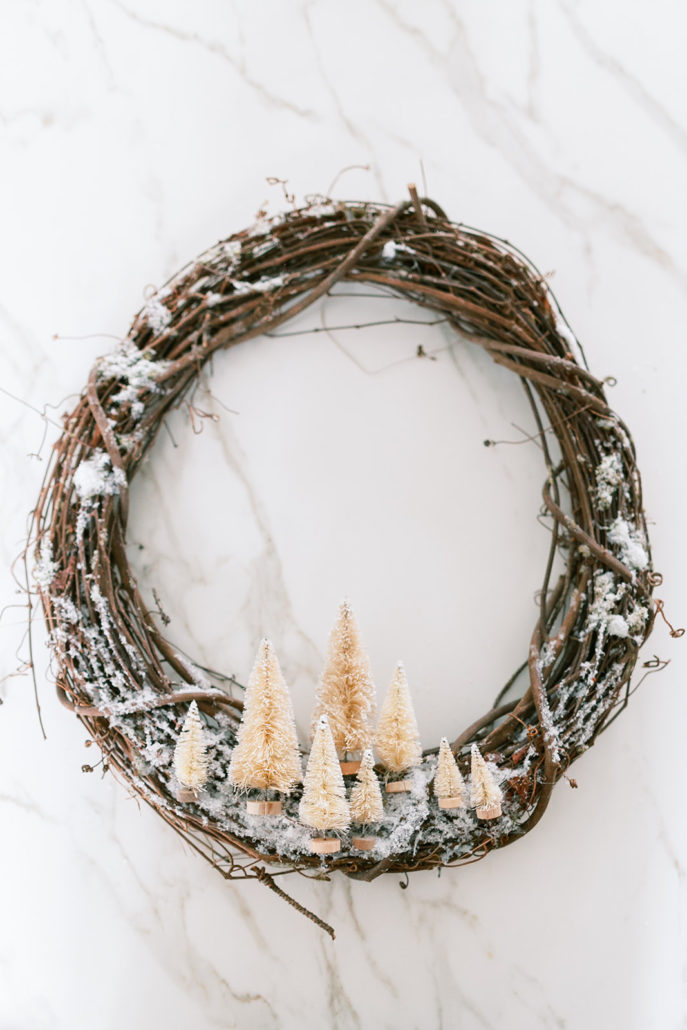 Winter bottle brush tree wreath