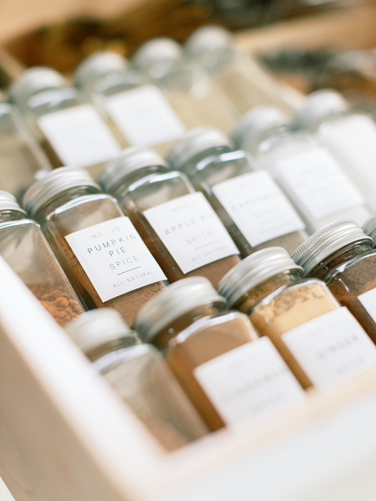 Spice Drawer Organization with Mini Jelly Jars - The Borrowed